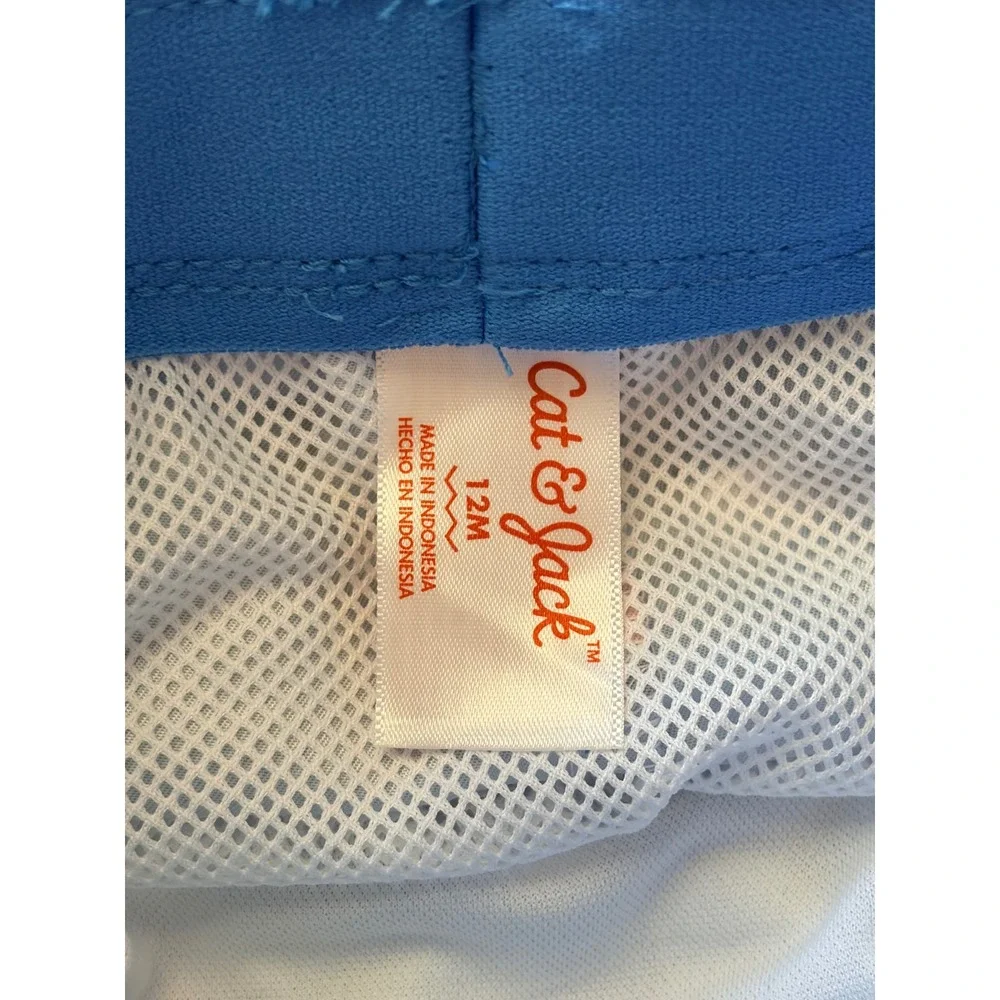 Cat & Jack Blue Racecar Mesh Lined Swim Trunks Shorts Baby Boy 12M NEW NWT - Picture 7 of 8